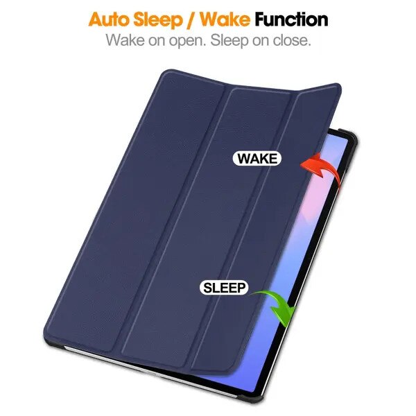 Husa tip book compatibila cu Samsung Galaxy Tab S10 FE Plus SM-X620/SM-X626/SM-X626B, tri-fold din piele PU cu suport S Pen si functie auto wake/sleep, subtire, albastru, cod PRE-CJk0515-26-0825-4400