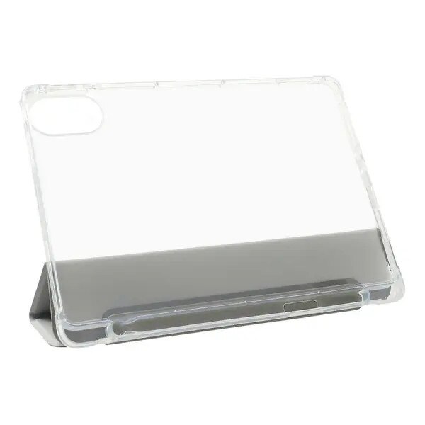 Husa tableta pentru Xiaomi Redmi Pad 2, PRE-CJk0515-26-0825-2552, tri-fold suport, din PU piele + TPU transparent, cu suport pentru stylus, Auto Wake/Sleep, gri/transparent