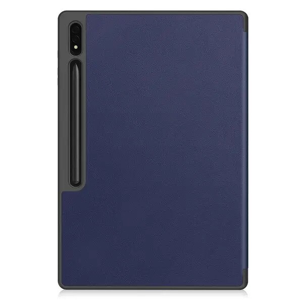 Husa stand pentru Samsung Galaxy Tab S10 Ultra PRE-CJk0515-26-0825-4467, PU piele + TPU, tri-fold stativ, suport pentru stylus, auto wake/sleep, captuseala microfibra, albastru inchis
