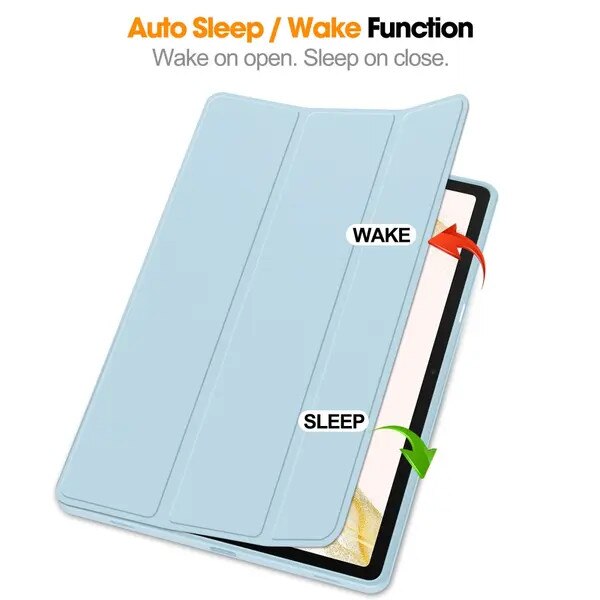 Husa folio pentru Samsung Galaxy Tab S10 Plus 12.4 (SM-X820/SM-X826B), piele PU, suport S Pen, capac pliabil triplu cu functie auto sleep/wake, albastru deschis, cod PRE-CJk0515-26-0825-4516