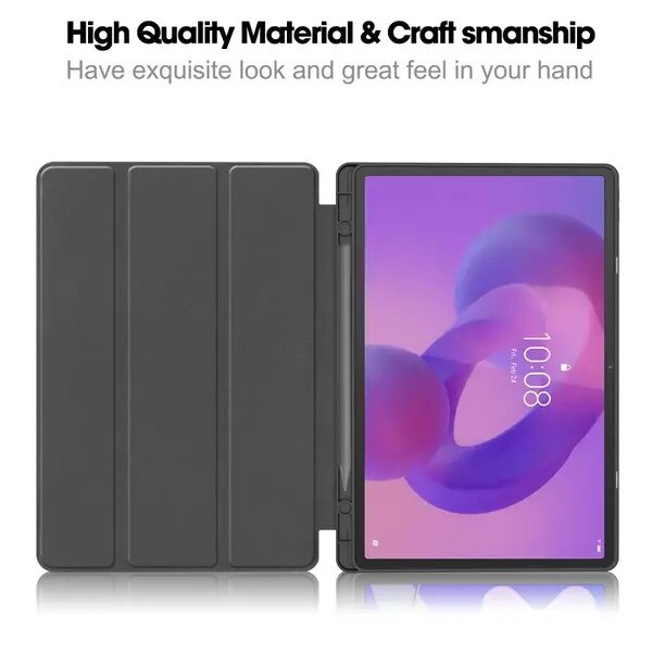 Husa tableta tri-fold Lenovo Idea Tab Pro PRE-CJk0515-26-0825-4749, din PU si PC, suport in 3 pozitii, buzunar pentru stylus, rose gold