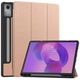 Husa tri-fold pentru Lenovo Idea Tab Pro PRE-CJk0515-26-0825-4777, piele PU cu interior din microfibra, suport pentru stylus, functie auto wake/sleep, roz auriu