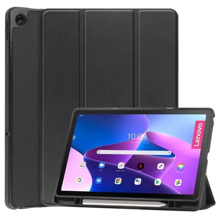 Husa pentru tableta Lenovo Tab M10 Plus (3rd gen), piele PU, suport pentru stylus, negru, 1 buc.