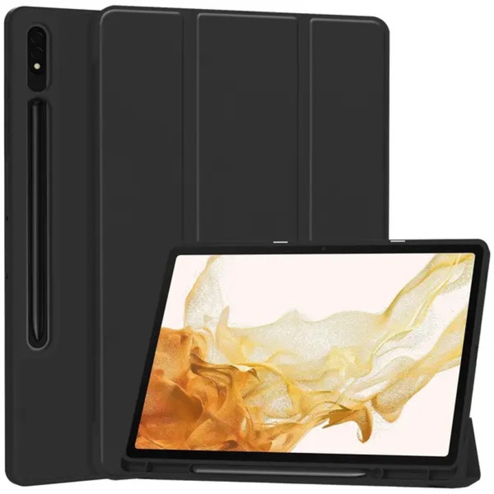 Husa folio pentru Samsung Galaxy Tab S10 Plus (SM-X820 / SM-X826B), PU piele, cu suport integrat pentru S Pen, inchidere magnetica, negru, 12,4 inch
