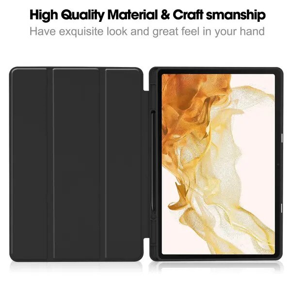 Husa folio pentru Samsung Galaxy Tab S10 Plus (SM-X820 / SM-X826B), PU piele, cu suport integrat pentru S Pen, inchidere magnetica, negru, 12,4 inch