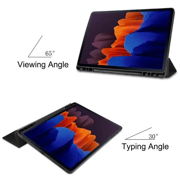 Husa tableta compatibila cu Samsung Galaxy Tab S7 Plus/S8 Plus 12.4, din piele PU, cu suport S Pen, functie auto sleep/wake, stand rabatabil, negru, PRE-CJk0515-26-0825-4624