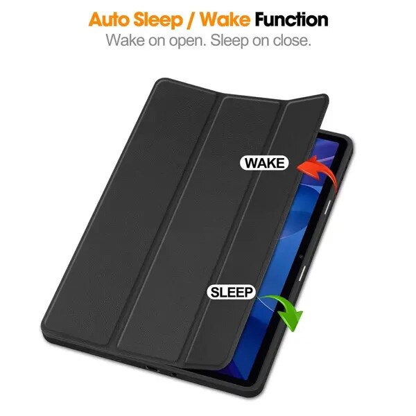 Husa pentru Xiaomi Redmi Pad 2 PRE-CJk0515-26-0825-5056, folio cu trei plieri si suport, interior TPU antishoc cu model honeycomb, piele PU, functie wake/sleep, buzunar pentru stylus, negru