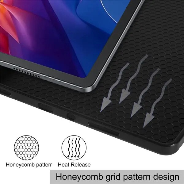 Husa pentru Xiaomi Redmi Pad 2 PRE-CJk0515-26-0825-5056, folio cu trei plieri si suport, interior TPU antishoc cu model honeycomb, piele PU, functie wake/sleep, buzunar pentru stylus, negru