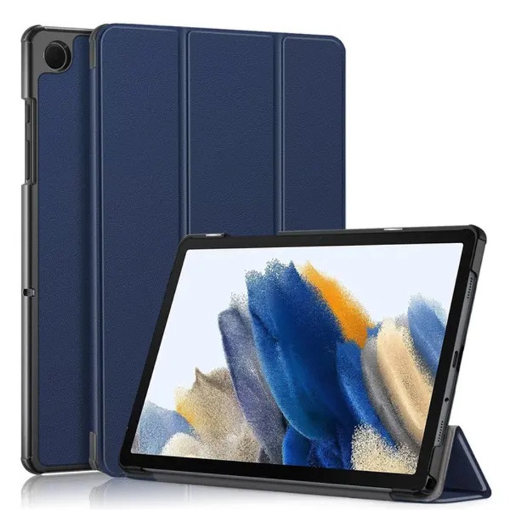 Husa tri-fold din piele PU pentru tableta compatibila cu Samsung Galaxy Tab A8 8.0 (2019) P200, suport multi-unghi, protectie tristrat (PU + PC + microfibra), albastru, cod PRE-CJk0515-26-0825-5249