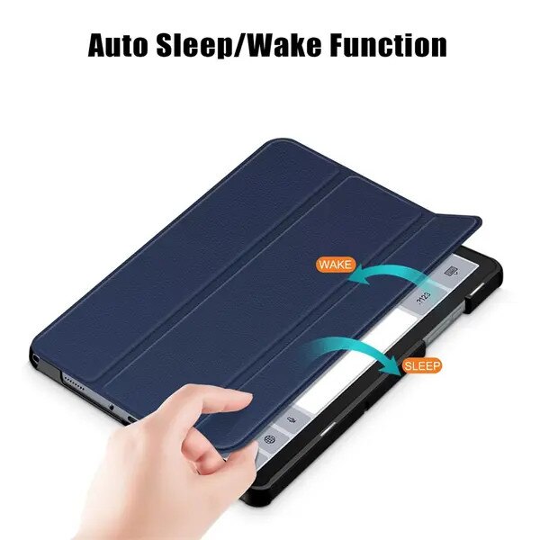 Husa tri-fold din piele PU pentru tableta compatibila cu Samsung Galaxy Tab A8 8.0 (2019) P200, suport multi-unghi, protectie tristrat (PU + PC + microfibra), albastru, cod PRE-CJk0515-26-0825-5249