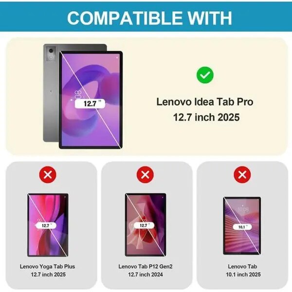 Husa pentru tableta Lenovo Tab Pro 2025 PRE-CJk0515-26-0825-5791, copertina smart cu suport pentru stylus, spate rigid, protectie anti-soc, inclinari reglabile, negru, 12.7"
