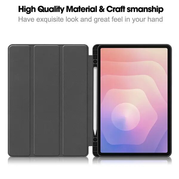 Husa pentru Samsung Galaxy Tab S11 SM-X730/SM-X736/SM-X736B, tri-fold din piele PU cu suport S Pen, functie auto sleep/wake si stand, negru