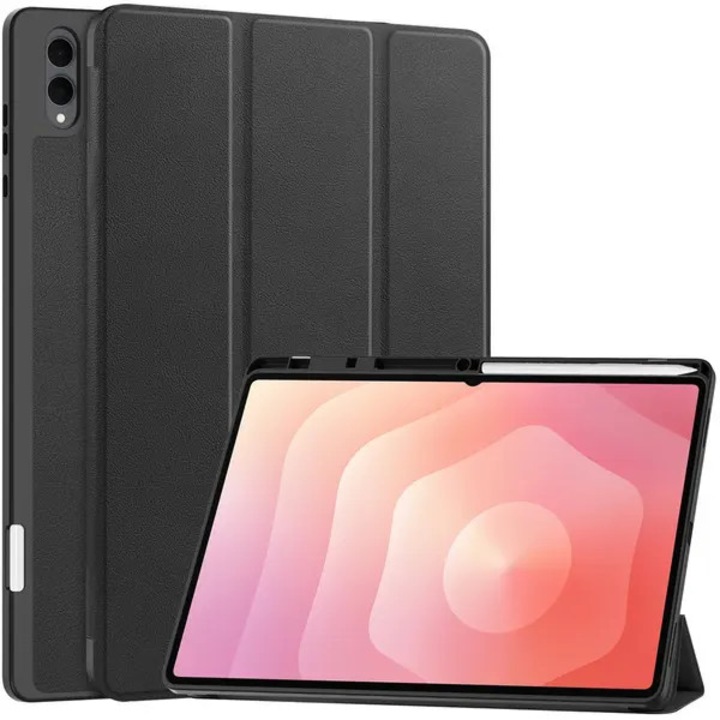 Husa pentru Samsung Galaxy Tab S11 Ultra SM-X930/SM-X936 (14,6"), tri-fold in piele PU, suport S Pen, functie auto on/off, negru, cod PRE-CJk0515-26-0825-4433