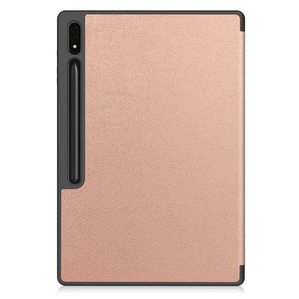 Husa cu stand pentru Samsung Galaxy Tab S10 Ultra PRE-CJk0515-26-0825-4367, PU (piele ecologica) + TPU, stativ pliabil in 3 trepte, suport pentru stylus, auto wake/sleep, auriu/verde