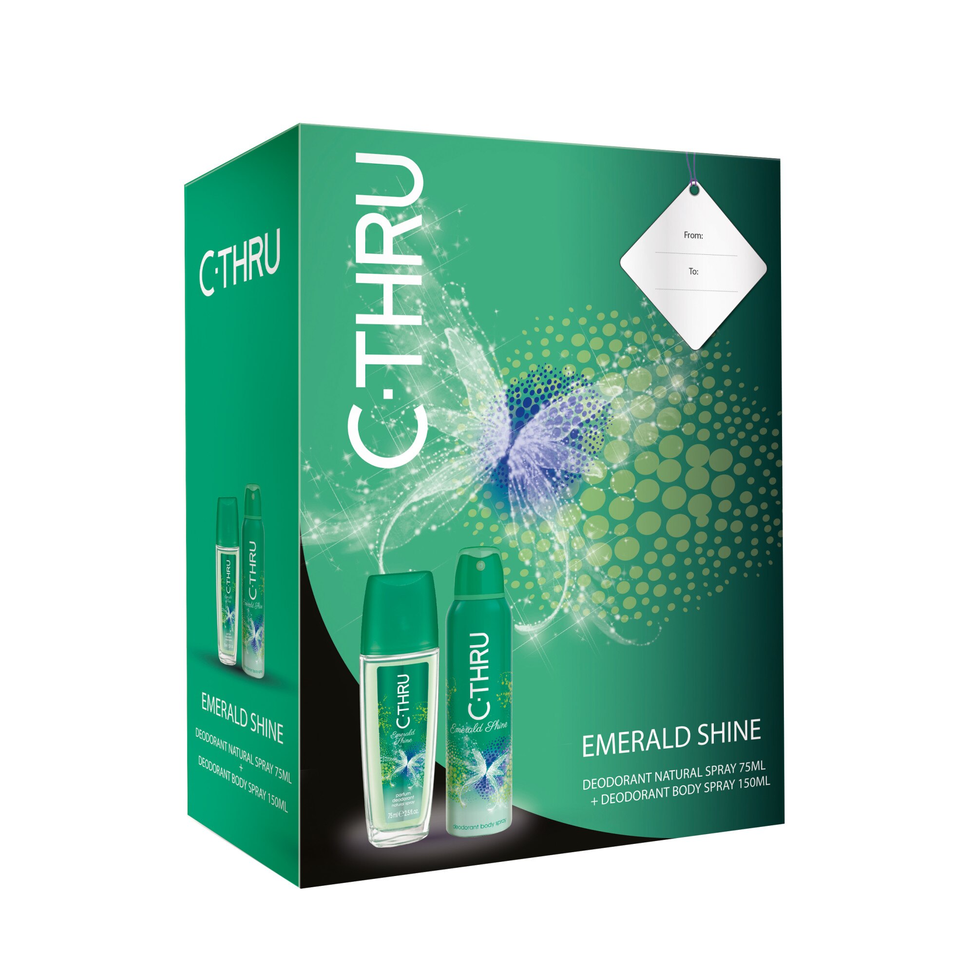 Set C-THRU Emerald Shine, Femei: Deodorant Natural Spray, 75 ml + Deodorant Spray, 150 ml