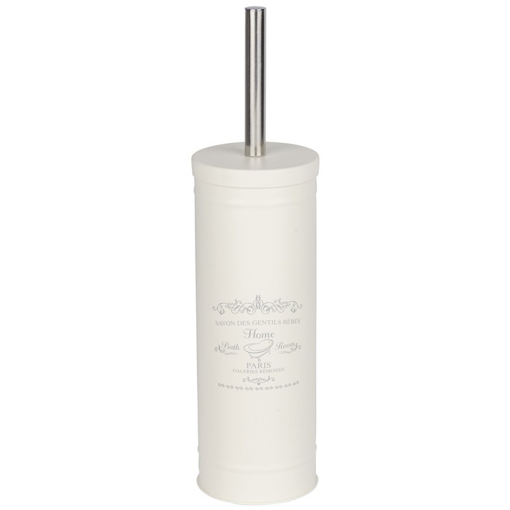 Perie WC cu suport, Wenko Home Paris, Alb