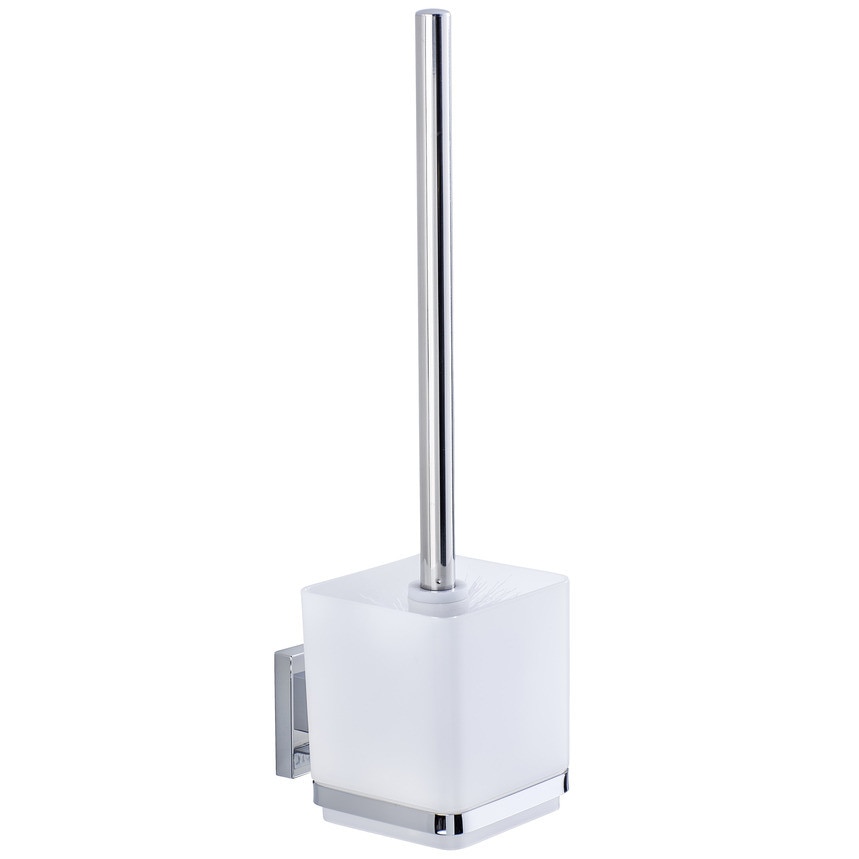 Perie WC cu suport Wenko, Quadro, Vacuum-Loc, Otel inoxidabil, Alb