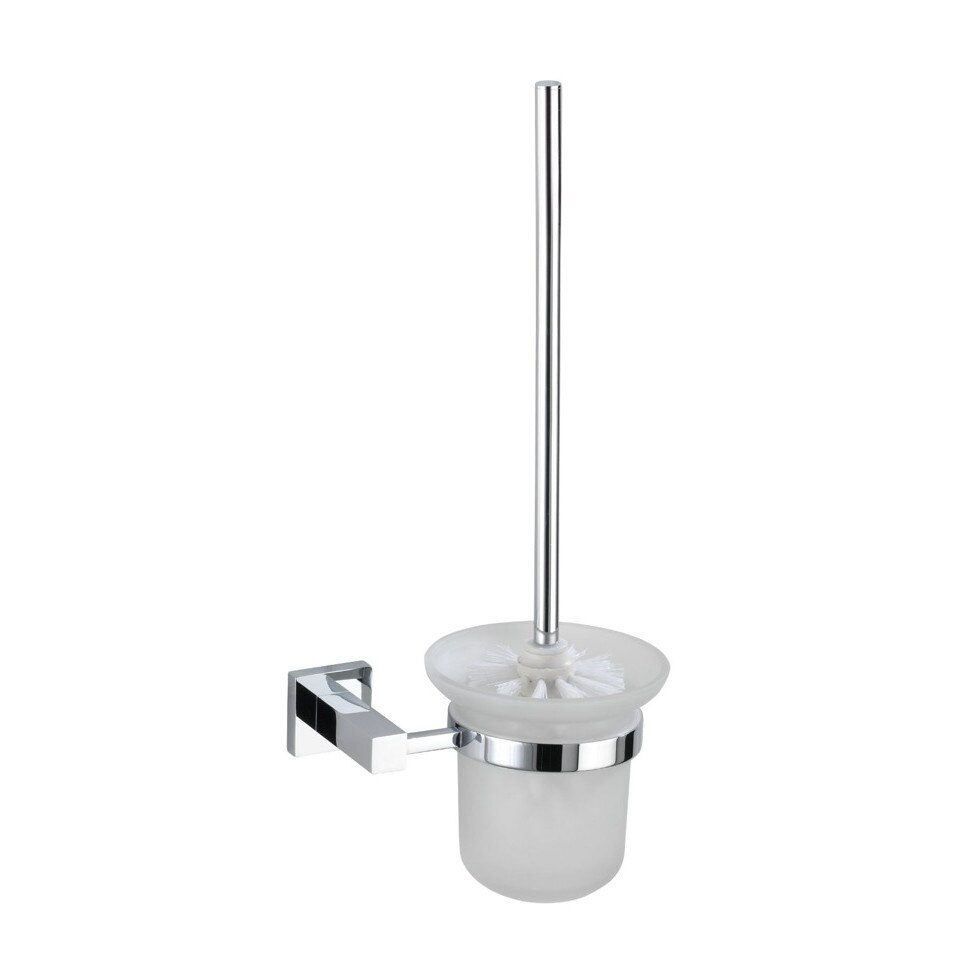 Set perie si suport pentru perie WC Wenko San Remo, Sticla/Alama, Argintiu