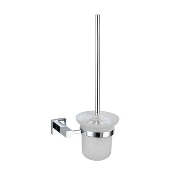 Set perie si suport pentru perie WC Wenko San Remo, Sticla/Alama, Argintiu Set perie si suport pentru perie WC Wenko San Remo, Sticla/Alama, Argintiu