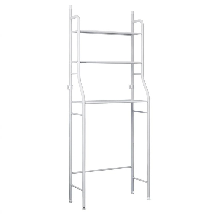 Organizator baie peste masina de spalat, Saggify, 3 polite de depozitare, structura metalica, 153 cm, Alb