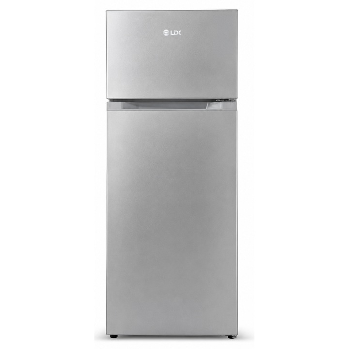 Frigider cu doua usi LDK LF-220S SP, Clasa E, Capacitate 211 l, Less Frost, Termostat ajustabil, Iluminare LED, H 144 cm, Argintiu