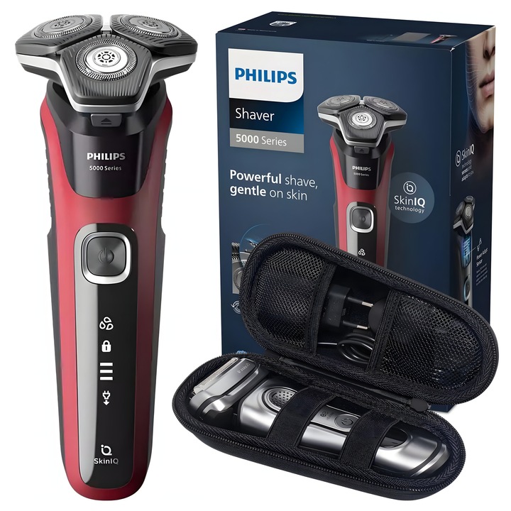 Philips Series 5000 S5883/10 borotva szett, utazótok, SkinIQ, SteelPrecision, Wet & Dry, trimmer, LED, USB-A