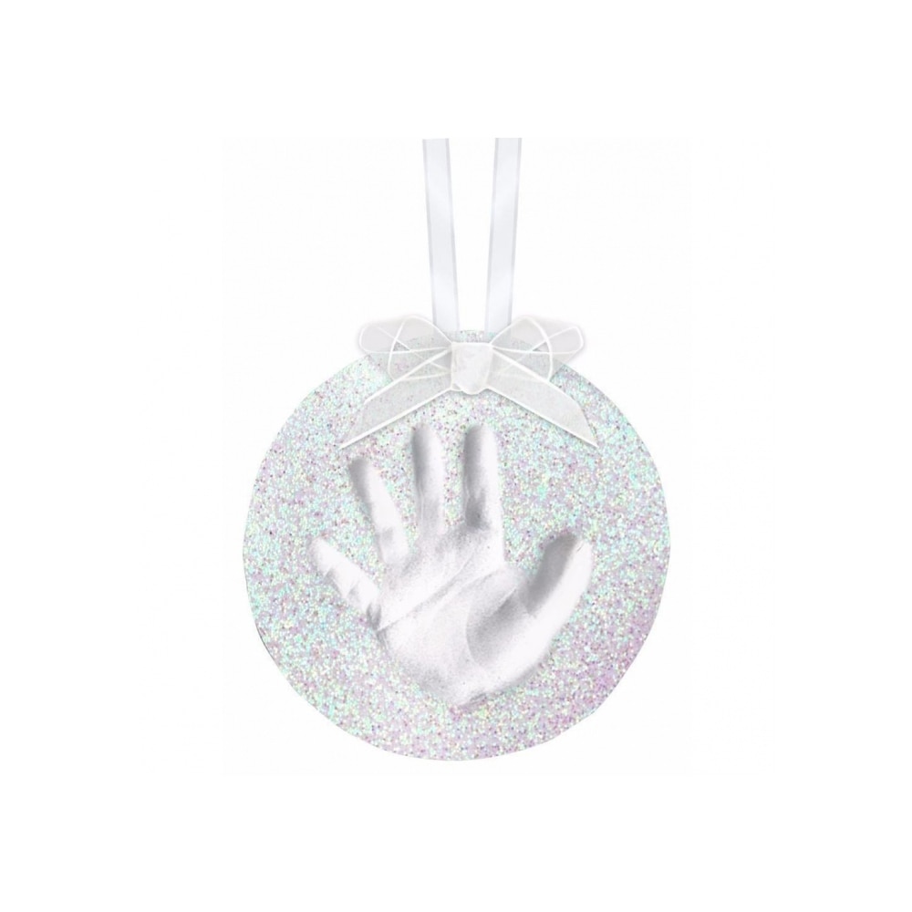 Kit amprenta manuta sau piciorus cu sclipici, Pearhead, alb