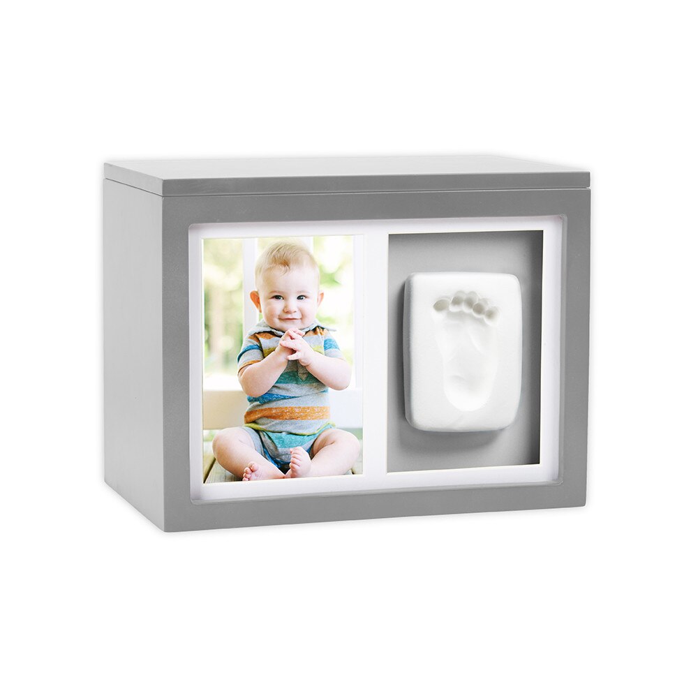 Cutie amintiri cu rama foto si mulaj amprenta, Pearhead, gri