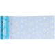 Dekoratív tüll K0544-26825-773-AMC, nylon tüll csillogó hópelyhes mintával, kék fehér hópelyhekkel, 10 yard
