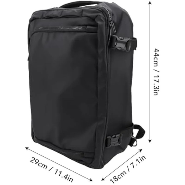 Rucsac laptop din Oxford si poliester, compartiment pentru 16 inci, impermeabil, deschidere 180°, capacitate 20–35 L, K0544-26825-1127-AMC, negru, 44 x 29 x 18 cm