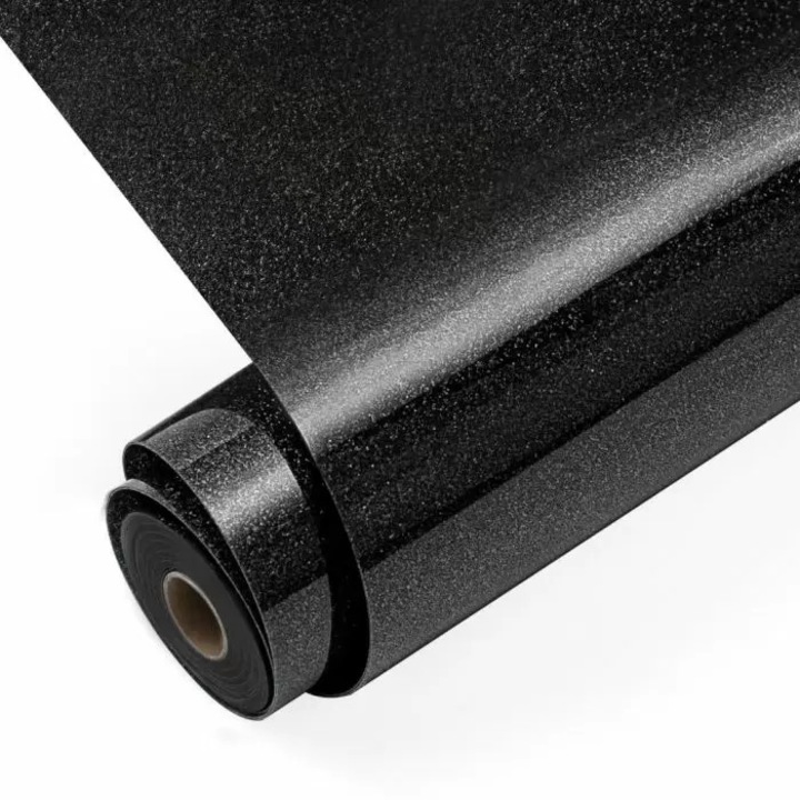 Vinyl termotransfer cu sclipici negru, 30, 5 x 90 cm, LOKLiK