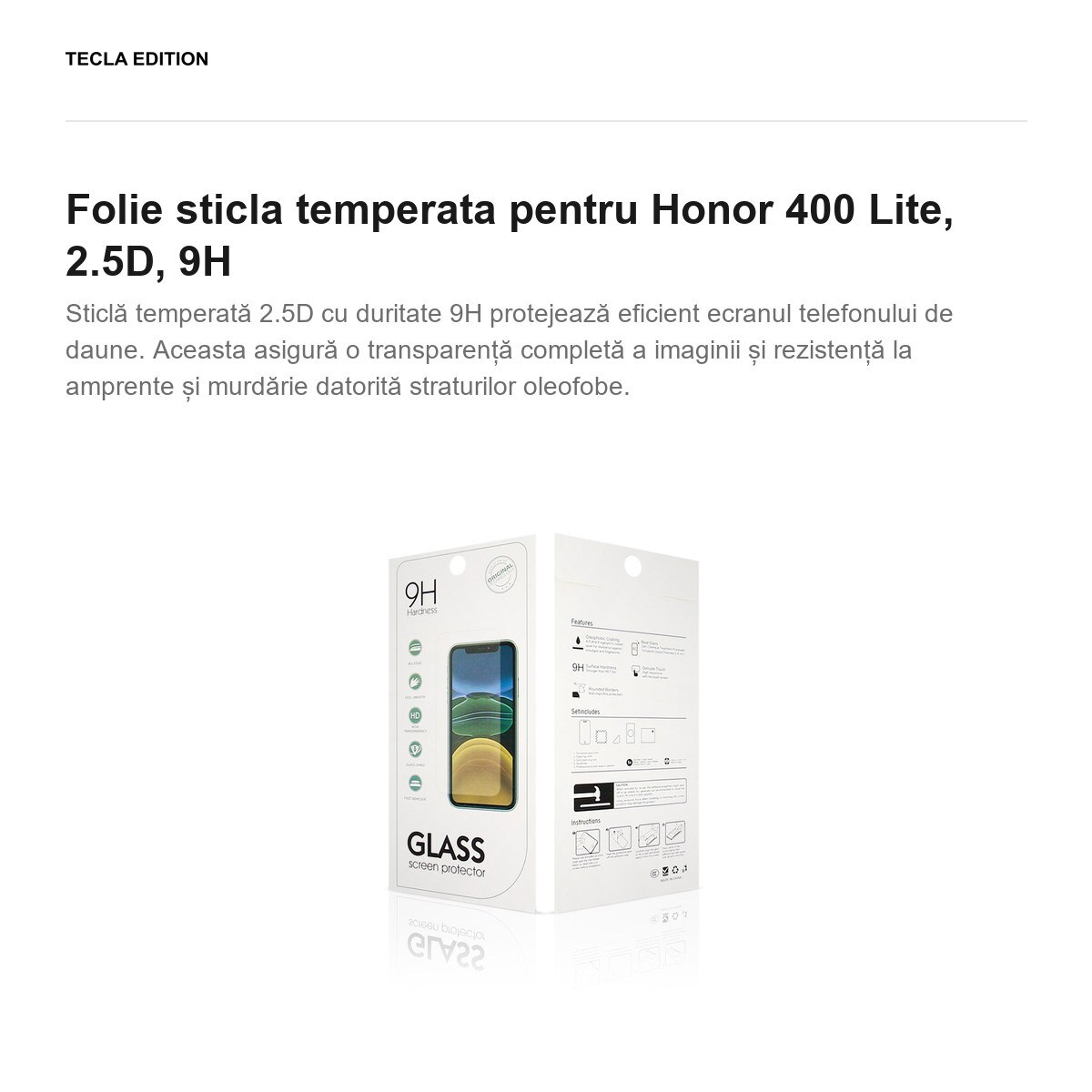 Folie sticla temperata pentru Honor 400 Lite, 2.5D, 9H