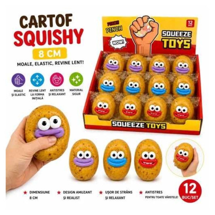 Vicces Krumpli Squishy Játék - Puha és Rugalmas Stresszoldó 8cm