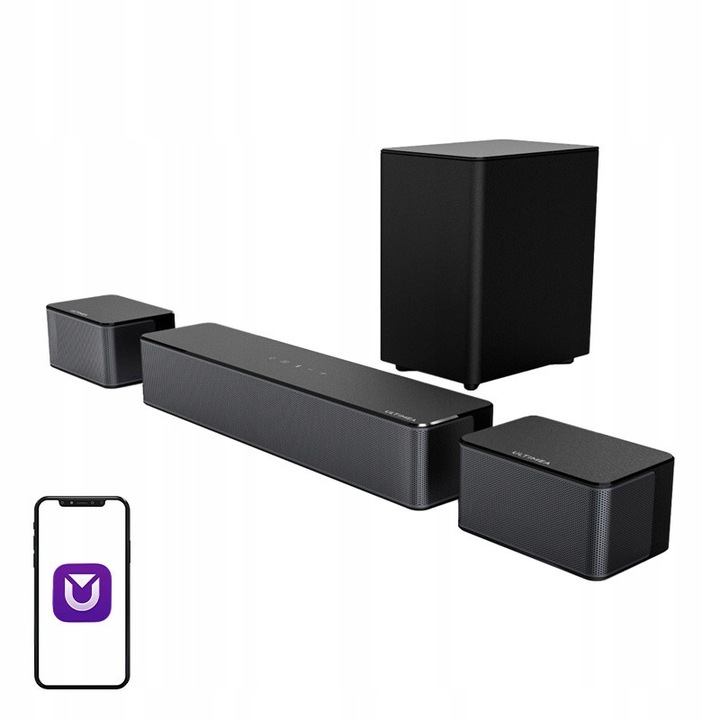 Soundbar Ultimea Poseidon D50 (U2500/T6L2CXQ6) 5.1, 320W, subwoofer wireless, Bluetooth 5.3, HDMI ARC, DSP SurroundX, BassMax, negru