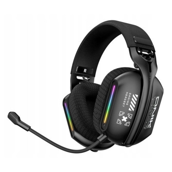 Casti gaming Onikuma GT808 H9L02G3H, RGB осветление, гъвкав микрофон, черен