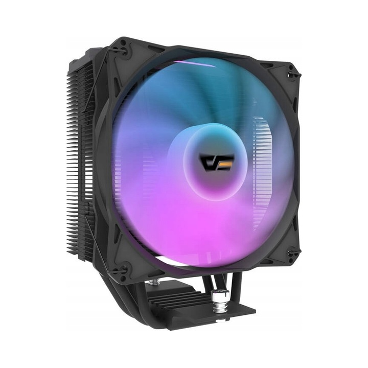 Cooler pentru procesor DarkFlash Z4 PRO MIST AJ4BOHC1GONM, ARGB, ventilator 120 mm PWM, 4 heatpipe din cupru O6 mm, TDP 200 W, compatibil AM5/AM4/LGA1700/115x/1200, negru, H 155 mm