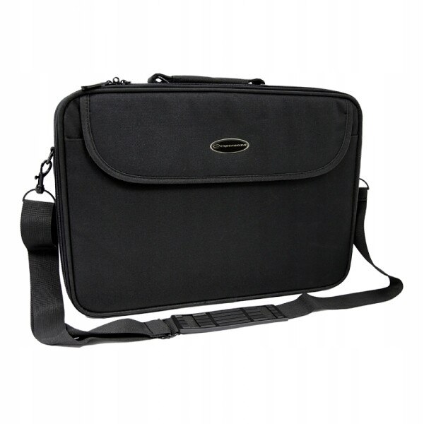 Art, Geanta pentru laptop din material textil, cu buzunare exterioare si interioare, cadru metalic protector, maner din piele si curea detasabila AB-87, negru, 17"