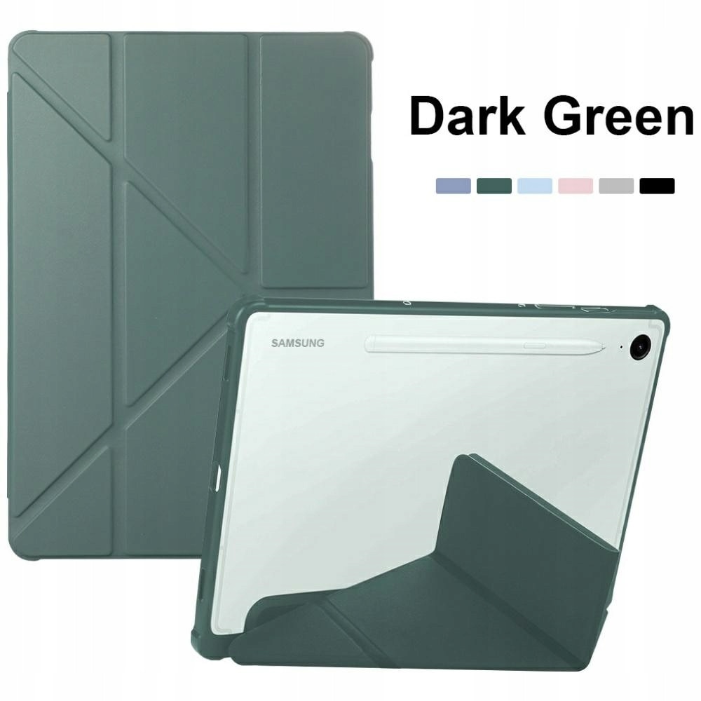 Husa Beline 2EJ9DSMRU pentru Samsung Galaxy Tab S10 Ultra, tip book cu functie stand si activare/oprire automata a ecranului, spate transparent TPU, verde inchis