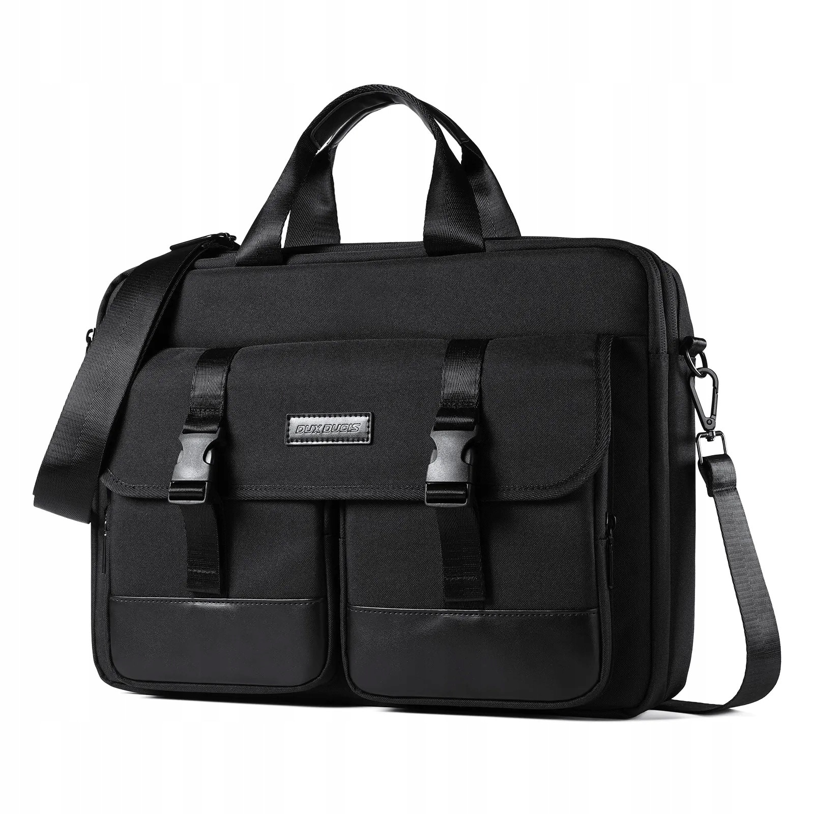 Dux Ducis, geanta pentru laptop din textil EDGE P931R8480 cu bretea detasabila si buzunare multiple, negru, 14–15.4"