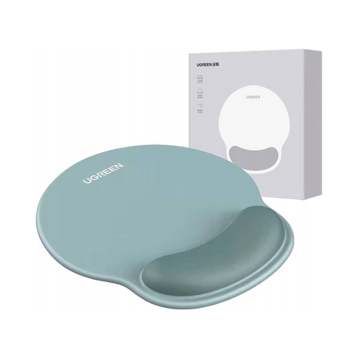 Suport pentru mouse Ugreen LP668 ergonomic cu suport pentru incheietura din spuma cu memorie si suprafata Lycra, verde