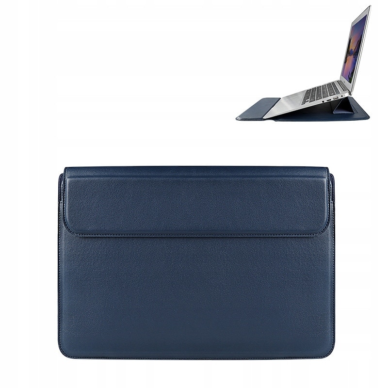 Husa pentru laptop Devia Ultra-Thin 13,3'', piele sintetica, suport integrat, rezistenta la apa, albastru, model 5A7CWK08