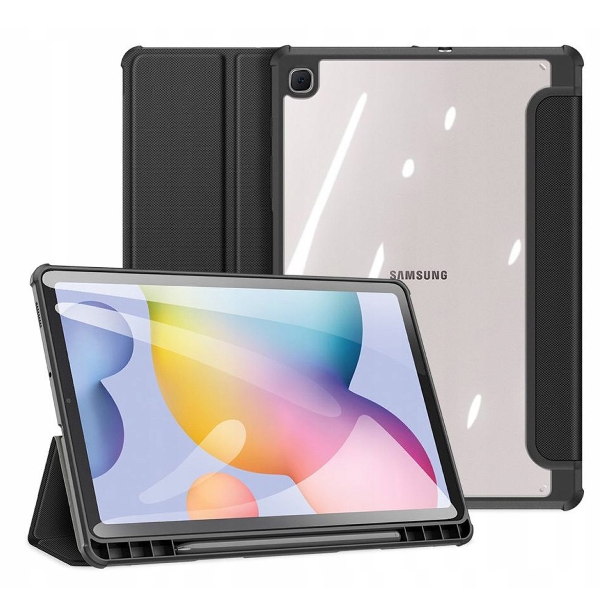 Husa pentru Samsung Galaxy Tab S6 Lite Dux Ducis Toby AEKUV7NRRNZD, pancera cu clapeta Smart Case, suport pentru stylus si stand in doua pozitii, negru