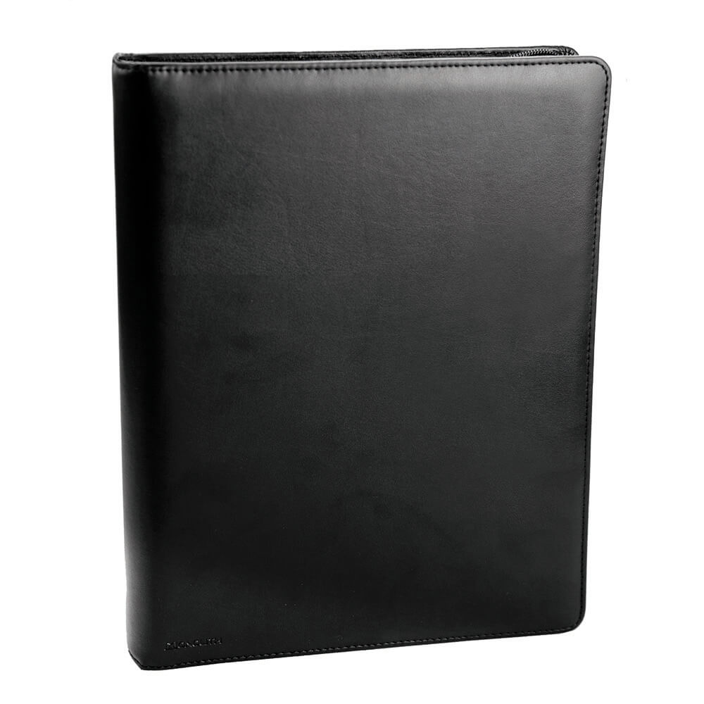 Mapa conferinta A4, cu 4 inele, calculator si fermoar, MONOLITH 2827, neagra