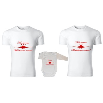 Set tricouri si body de martisor sau 1 martie - Alb cu rosu - model 2 - L si XL Set tricouri si body de martisor sau 1 martie - Alb cu rosu - model 2 - L si XL