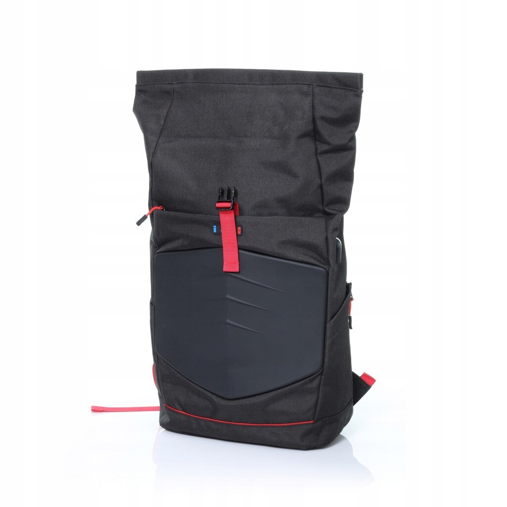 Art, rucsac pentru laptop din poliester cu front intarit si compartiment captusit BP-9367, negru/rosu, 15,6"