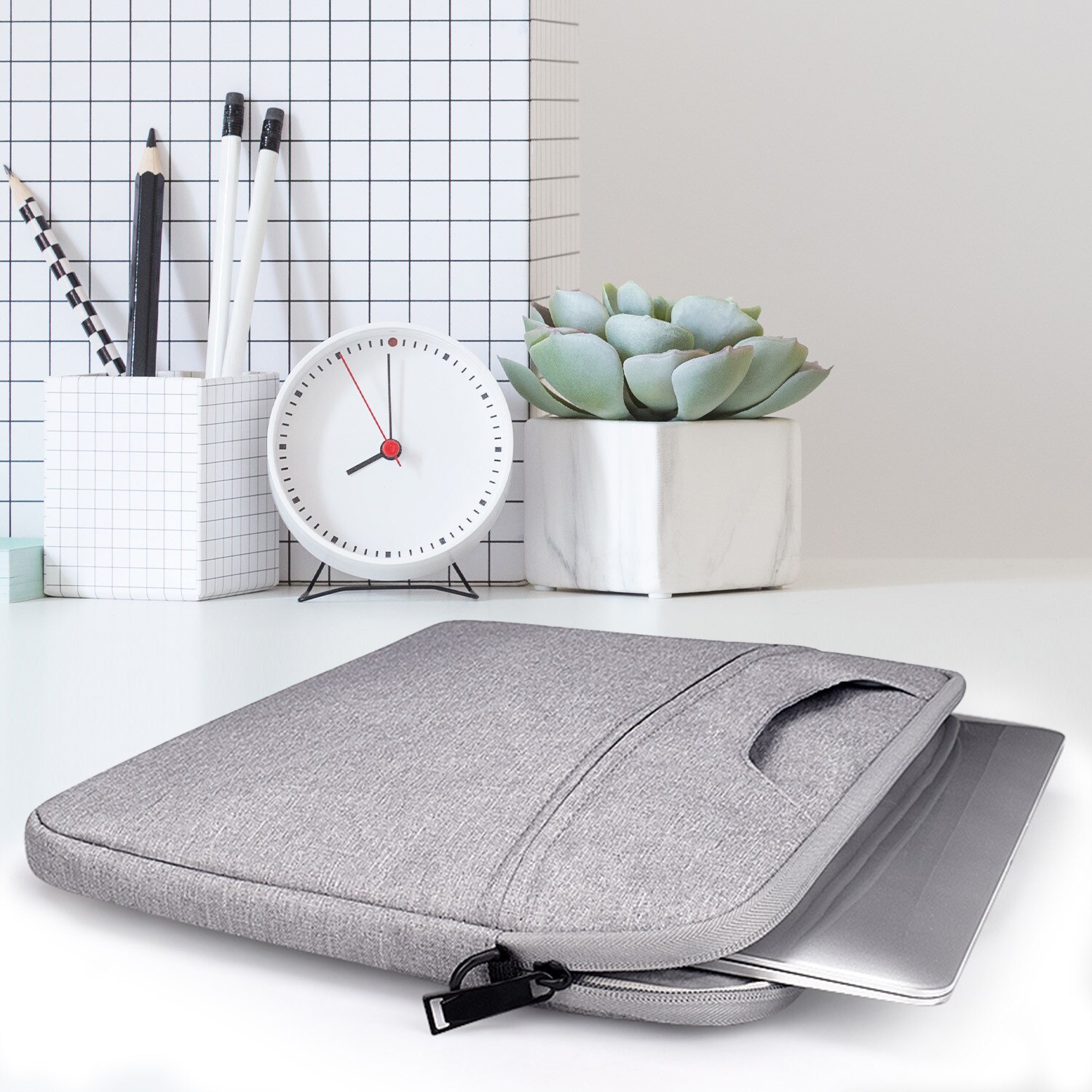 Devia, torba pentru laptop din poliester Justyle 15,4 cu protectie antisoc, rezistenta la apa, gri, 38 x 27 x 3 cm