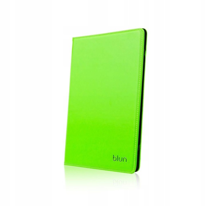 Husa universala pentru tableta Blun UNT 45XOGJ5XUZ5, eco-leather, interior microfibra, stand tip TV, pentru tablete 9,7–10", verde lime, max 18 x 26 cm