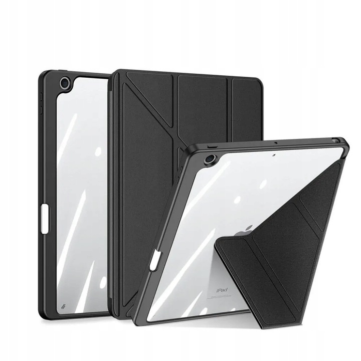 Husa folio Dux Ducis MAGI H5EIJU6R8 pentru iPad, spate transparent cu suport pentru Apple Pencil, negru, compatibil iPad 10.9 (2022)