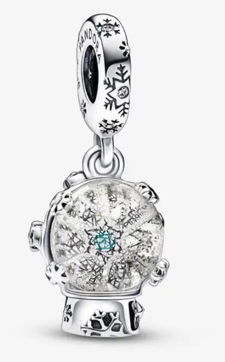 Pandora, sterling ezüst hógömb talizmán Murano üveggel és hópelyhekkel, gravírozva: "One in a Million", ezüst, 13 mm (792369C01)
