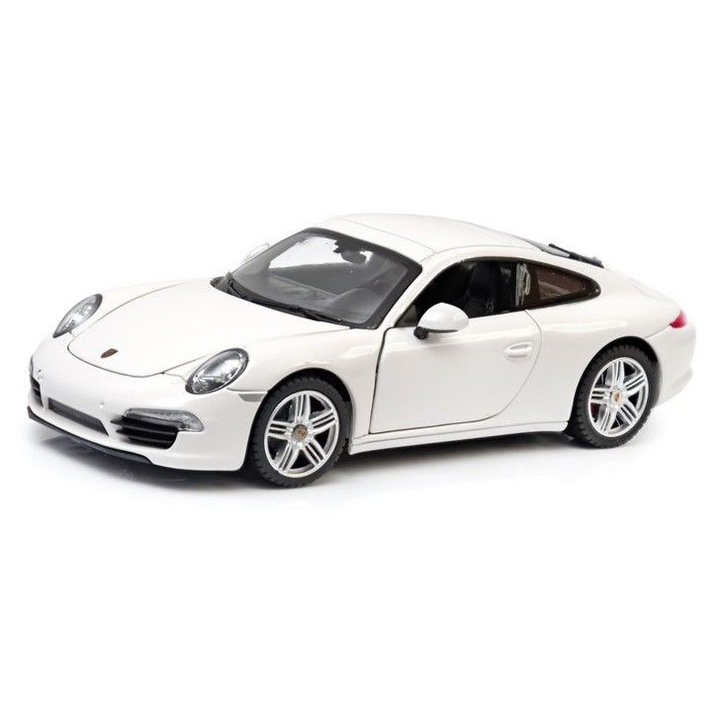 Rastar Porsche 911 Carrera S 1:24 fém autómodell műanyag elemekkel, gumi kerekekkel, nyitható ajtókkal, fehér, 19 cm
